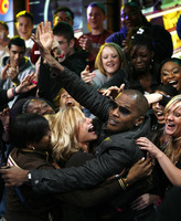 December 2006, New York, N.Y. - Jamie Foxx is mobbed by audience members as he makes his entrance during an appearance on MTV's "Total Request Live" at the MTV Times Square Studios.
