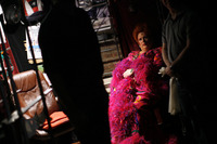 Fierstein takes a moment backstage during a break in the rehearsal.  