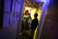 Fierstein makes his way from his dressing room to the stage.