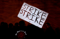 December 2005, Elmhurst, N.Y. - Transit workers from a Queens bus company picket on the eve of a crippling mass transit strike.
