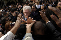 October 2005, Bronx, N.Y. - Former President Bill Clinton is swarmed by fans as he makes a campaign appearance in the Bronx for Democratic mayoral candidate Fernando Ferrer.
