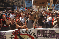 August 29, one day out - Anti-Bush demonstrators shout their way up Seventh Avenue towards Madison Square Garden during the massive United For Peace and Justice Rally. - © All images copyright Jason DeCrow