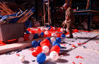 September 3, the day after - A worker begins the arduous task of popping thousands of balloons left on the floor of Madison Square Garden after the Convention. - © All images copyright Jason DeCrow
