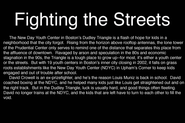 January - April 2002, Boston : Fighting the Streets : Jason DeCrow Photojournalist